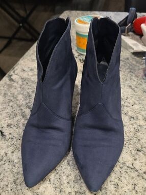 Lord & Taylor Navy Suede Pointed Ankle Booties